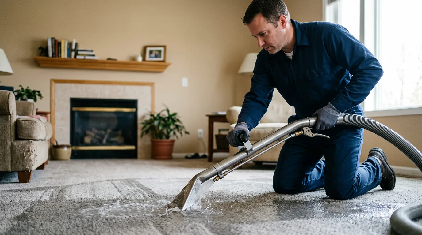 Water damage restoration technician working near New Martinsville, WV